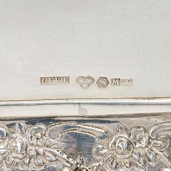 Tray, cream jug and sugar bowl, silver, GEWE, Malmö, 1959–68.