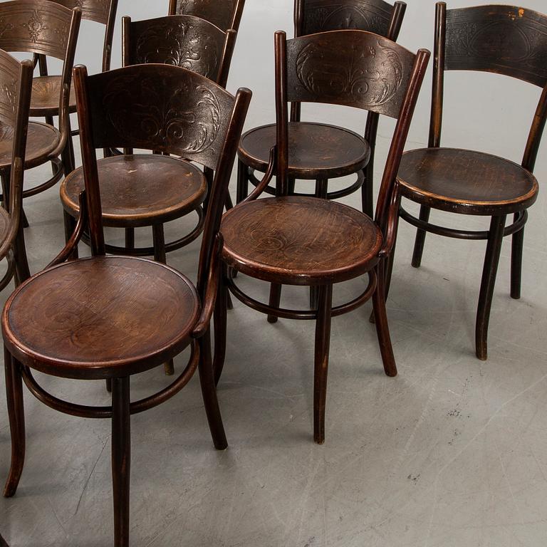 A set of 10 similar Kohn and Fischel chairs early 1900s.