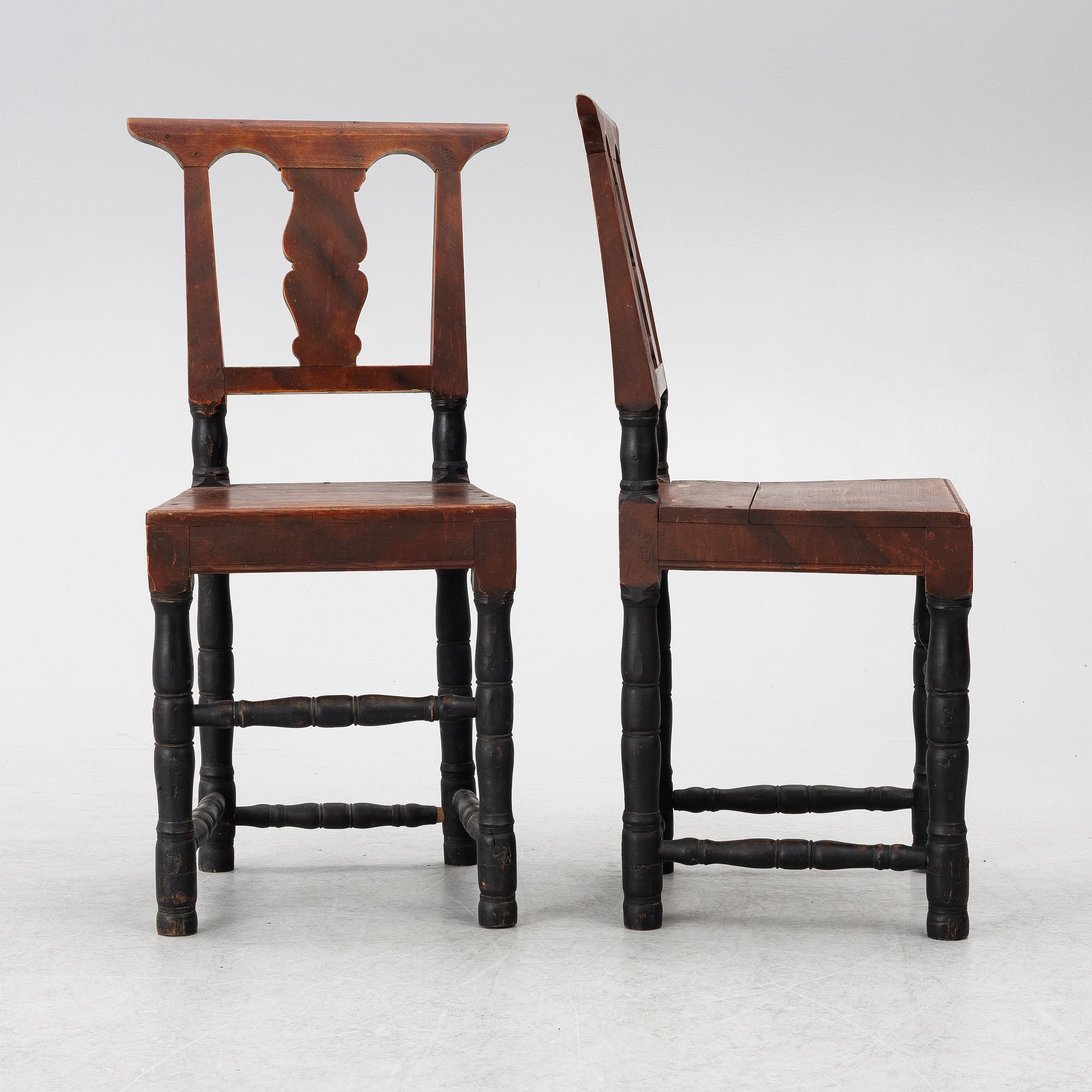Chairs, 4 pcs, folk art, Jämtland. 19th century.