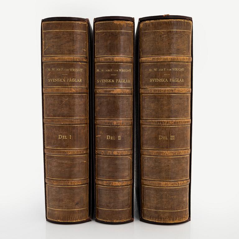 Bibliofilupplagan 3 volymer av von Wright: Svenska fåglar.
