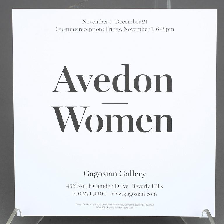 INVITATIONCARDS / INBJUDNINGSKORT, 3 st, "Avedon Women, "Avedon", Gagosian Gallery, New York.