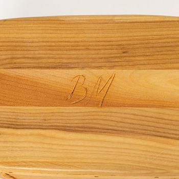 A birch box, signed BM.