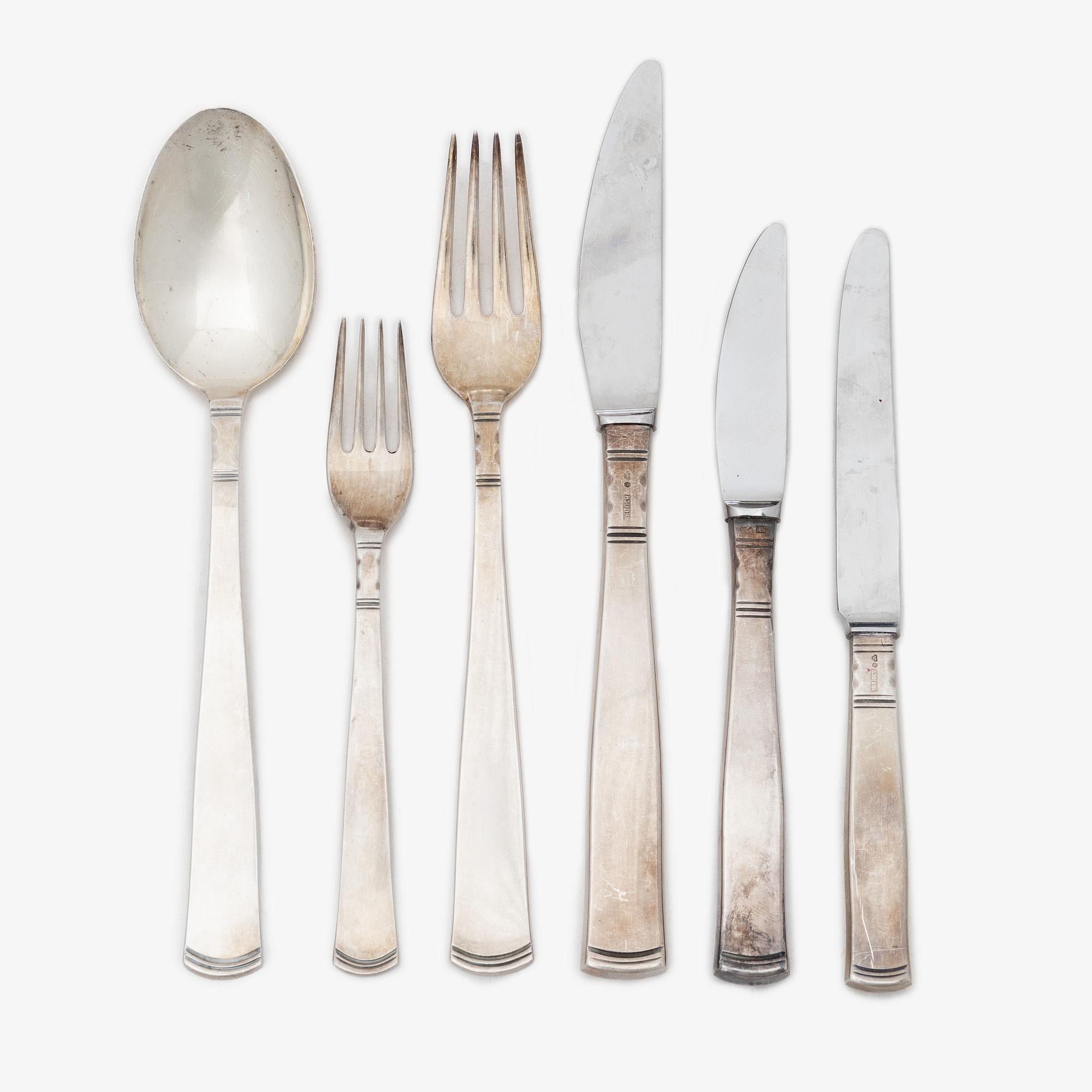 Jacob Ängman, bestickservis, 61 delar, silver, "Rosenholm", GAB, Eskilstuna, 1975-80.