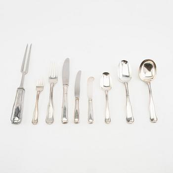 Harald Nielsen, 73-piece silver cutlery set "Old Danish" by Georg Jensen.