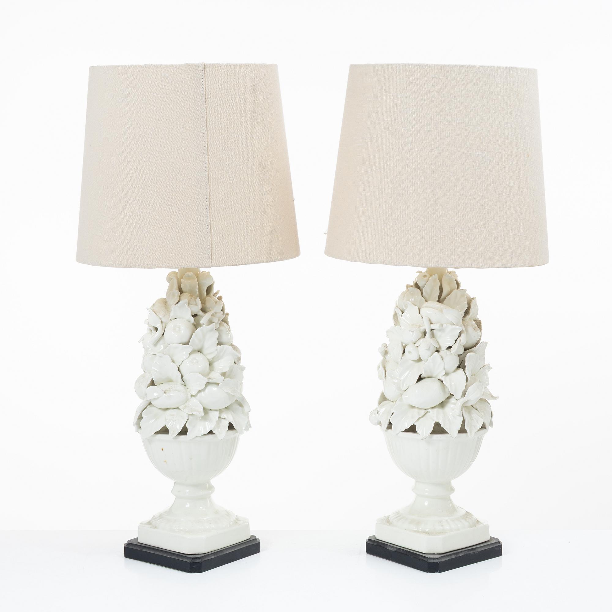 Table lamps, a pair, porcelain, 20th century.