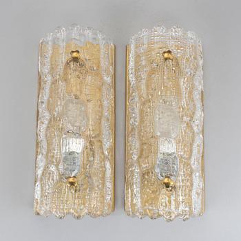 VÄGGLAMPOR, ett par, Carl Fagerlund, Orrefors, 1960/70-tal.