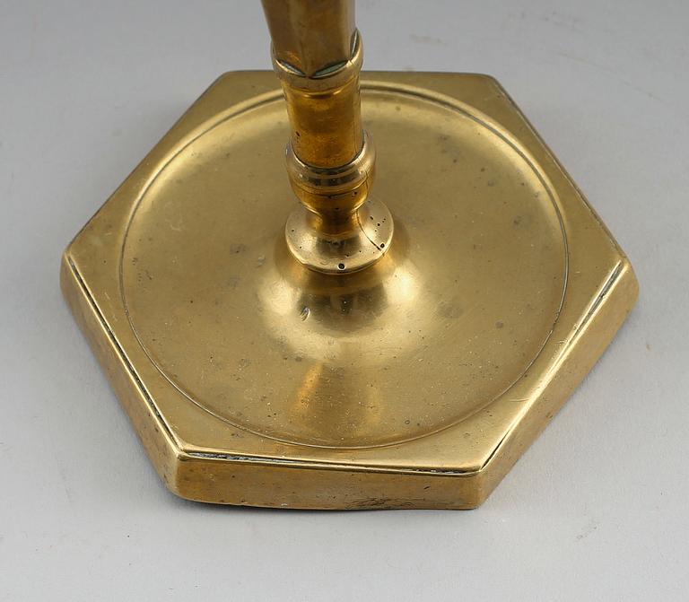 LJUSSTAKE, mässing, 1700-tal.