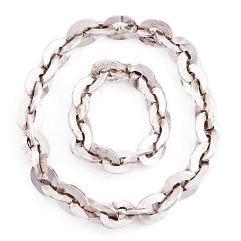Rey Urban, a sterling silver necklace/bracelet combination, Stockholm 1980 and 1982.