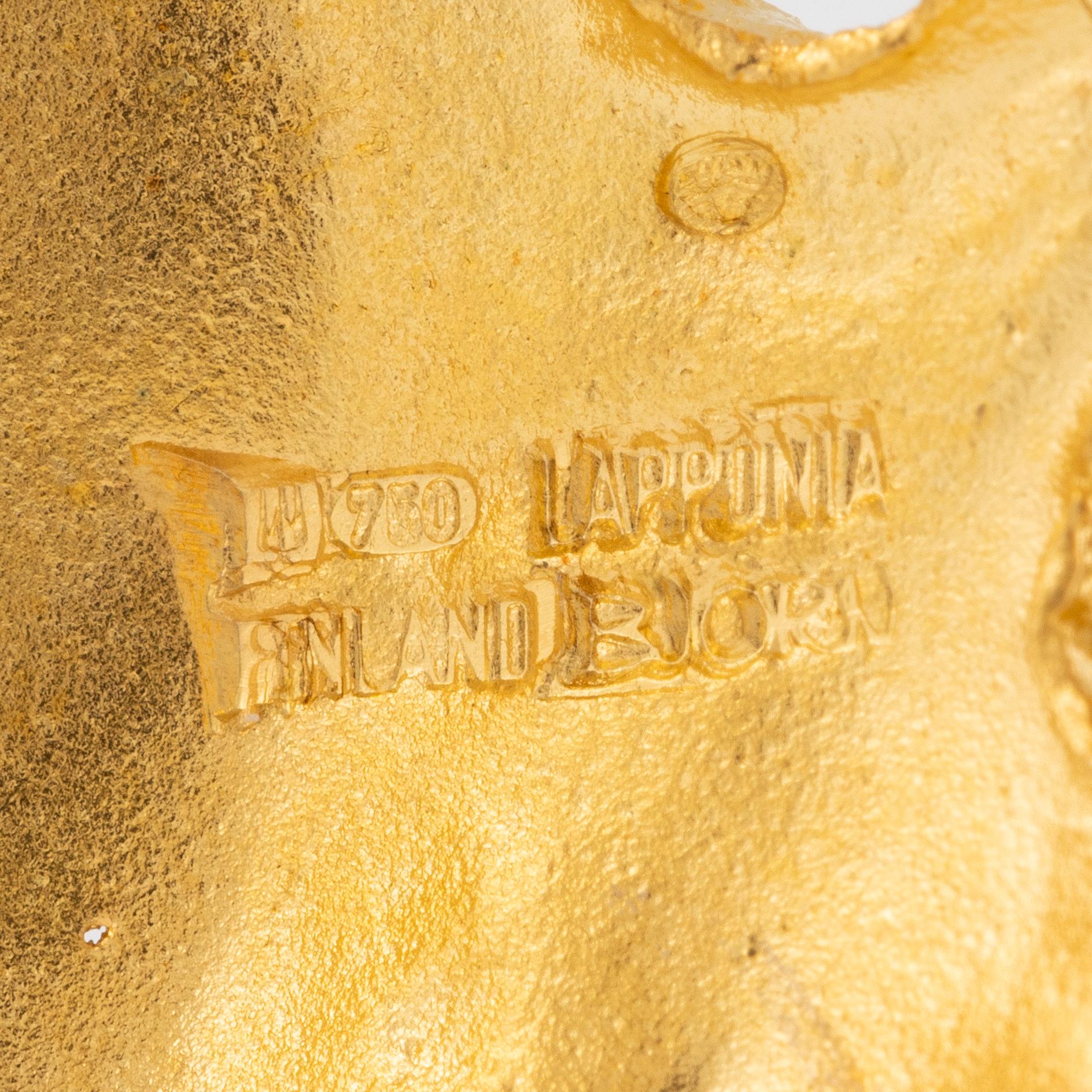 Björn Weckström brooch 18K gold with tourmaline "Inkasol", for Lapponia.