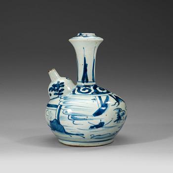 381. A blue and white kraak kendi, Ming dynasty, Wanli (1572-1620).