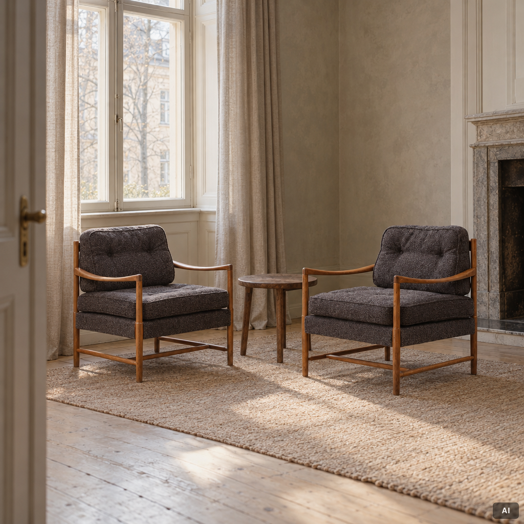A pair of armchairs, mid-20th century.