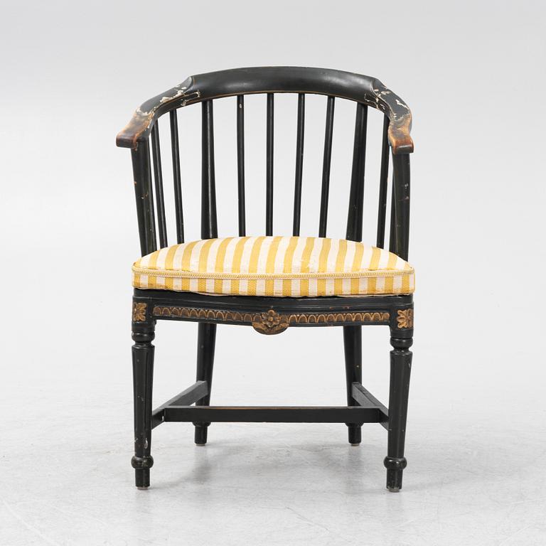 A painted Gustavian armchair, 18th Century.