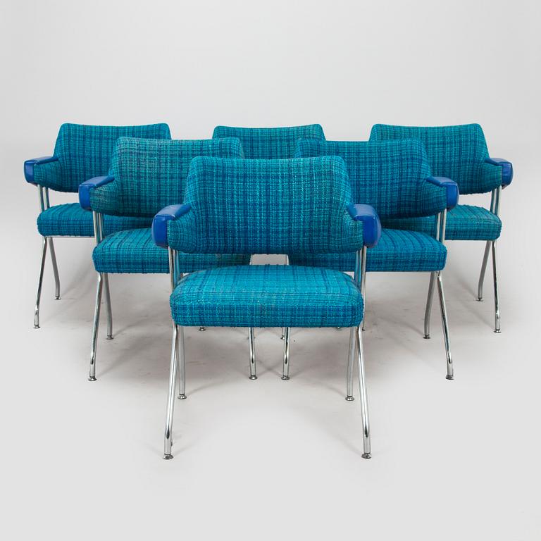 Nojatuoleja, 6 kpl, valmistaja Merva 1970-luku.