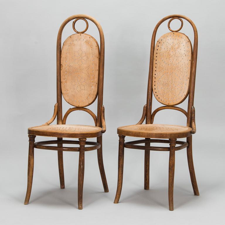 Four bent wood chairs, early 20th century, presumably Austria.