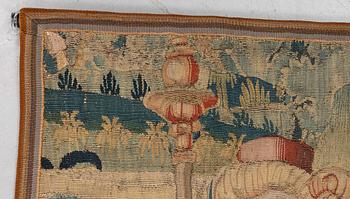 A tapestry fragment, tapestry weave, ca 183  x 113 cm, Flanders end of the 17th century.