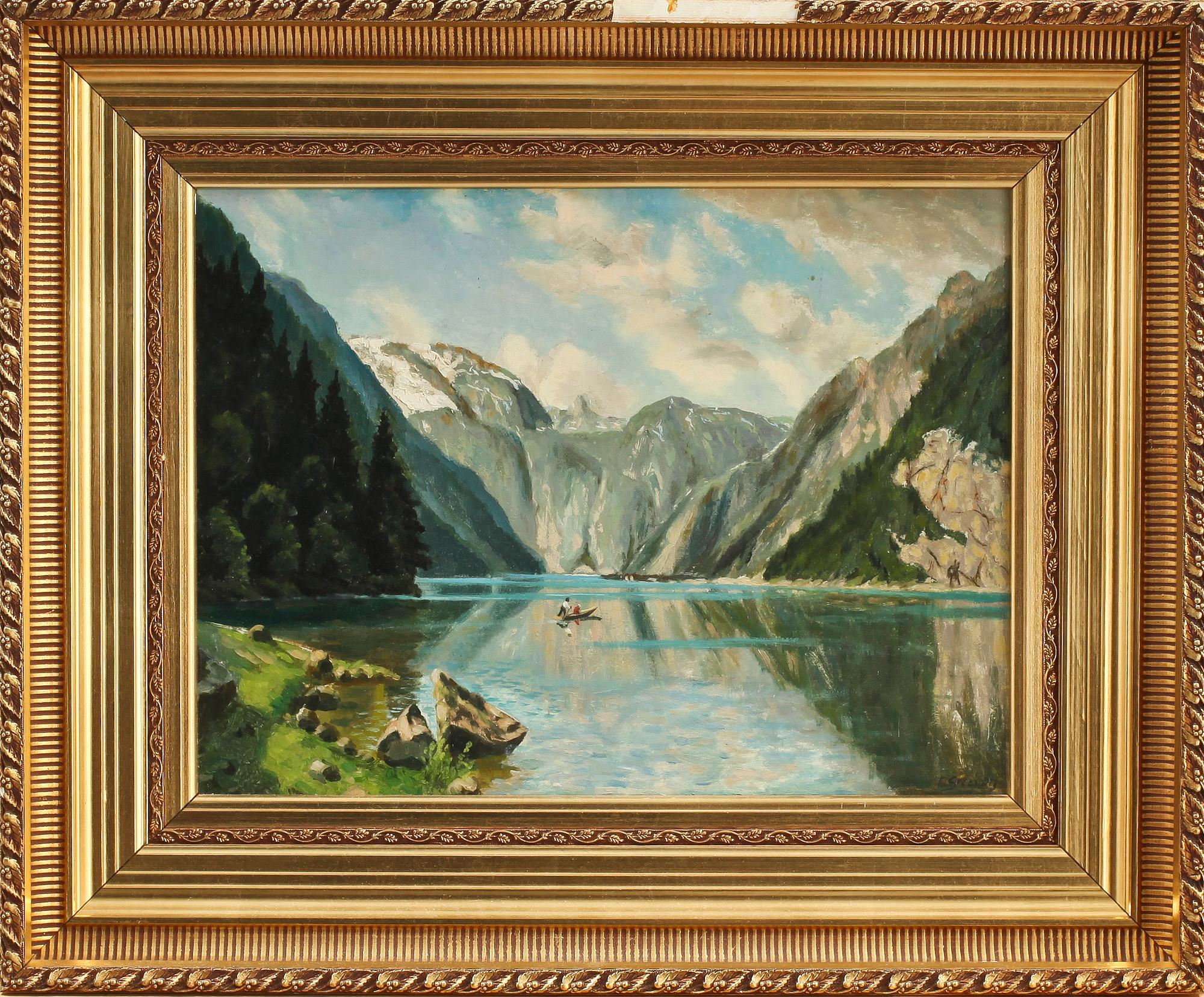 OKÄND KONSTNÄR, olja på pannå, tidigt 1900-tal. Otydl sign.