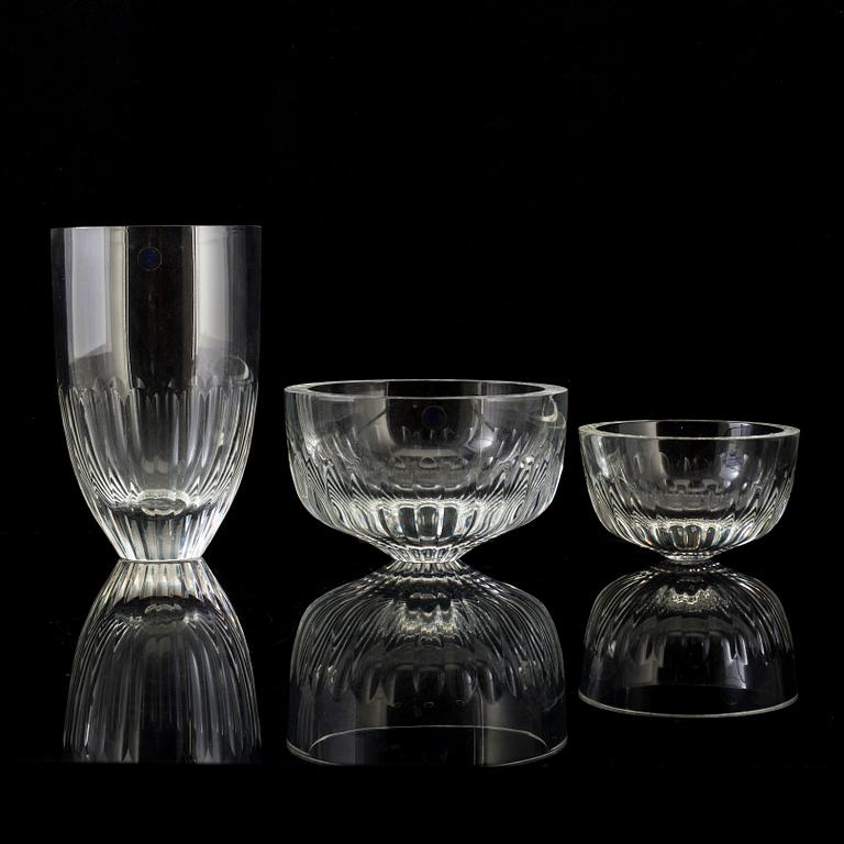 SIGVARD BERNADOTTE, skålar, 3 st, glas, "Christineholm", Fyrklövern.