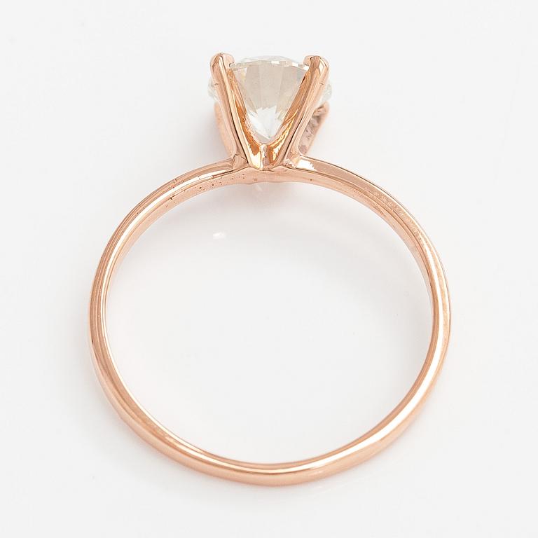 Ring, brilliant cut diamond, 14K rose gold.