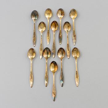 a set of 12 stirling spoons by Frigast, Denmark, 20th century.
