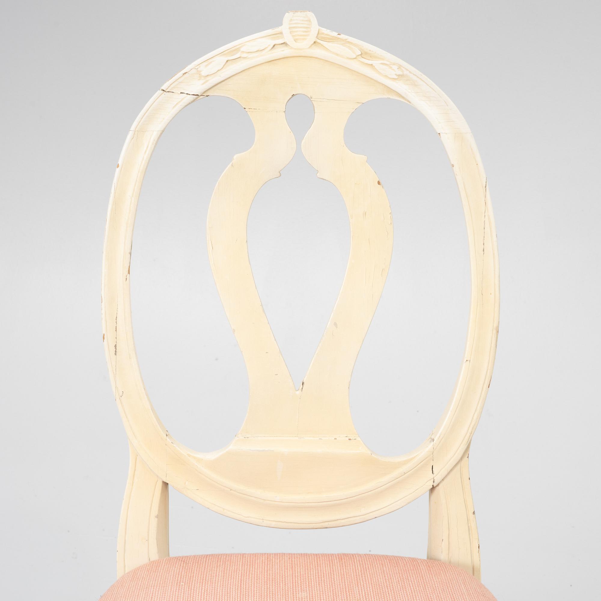 Three Gustavian chairs, late 18th Century.