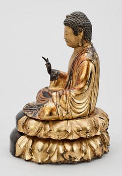 BUDDHASTATYETT, trä, Japan, möjligen 1800-tal.