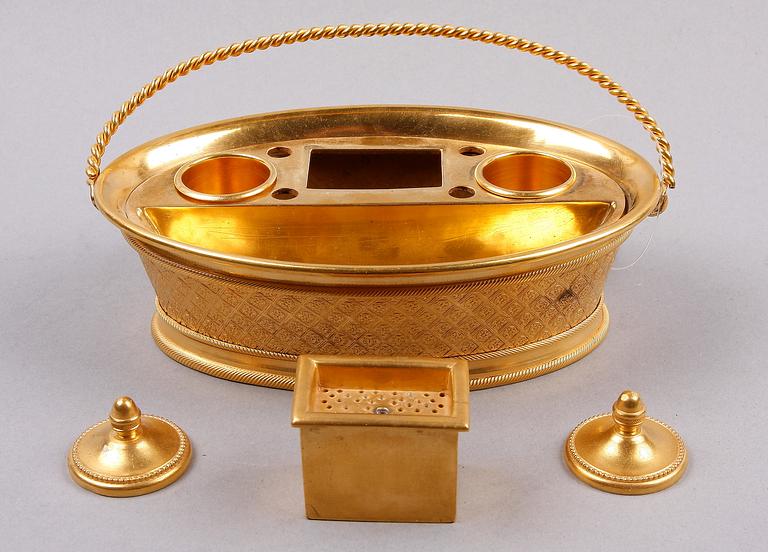 SKRIVSTÄLL, mässing, empirestil, troligen Frankrike omkring 1900.