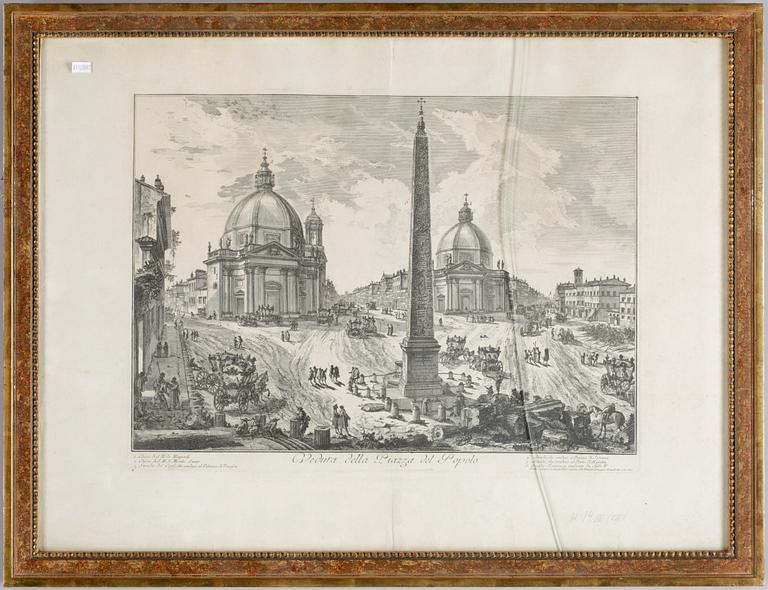 FRANCESCO PIRANESI, efter, gravyrer, 2 st, troligen 1800-tal.