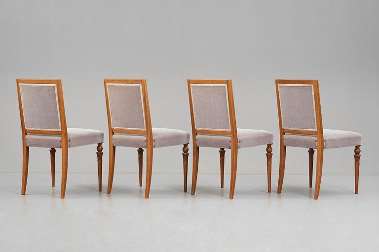 Swedish Grace, 4 chairs + 2 + 1 with armrests, reportedly a win from the Stockholm Cabinetmakers association lottery.