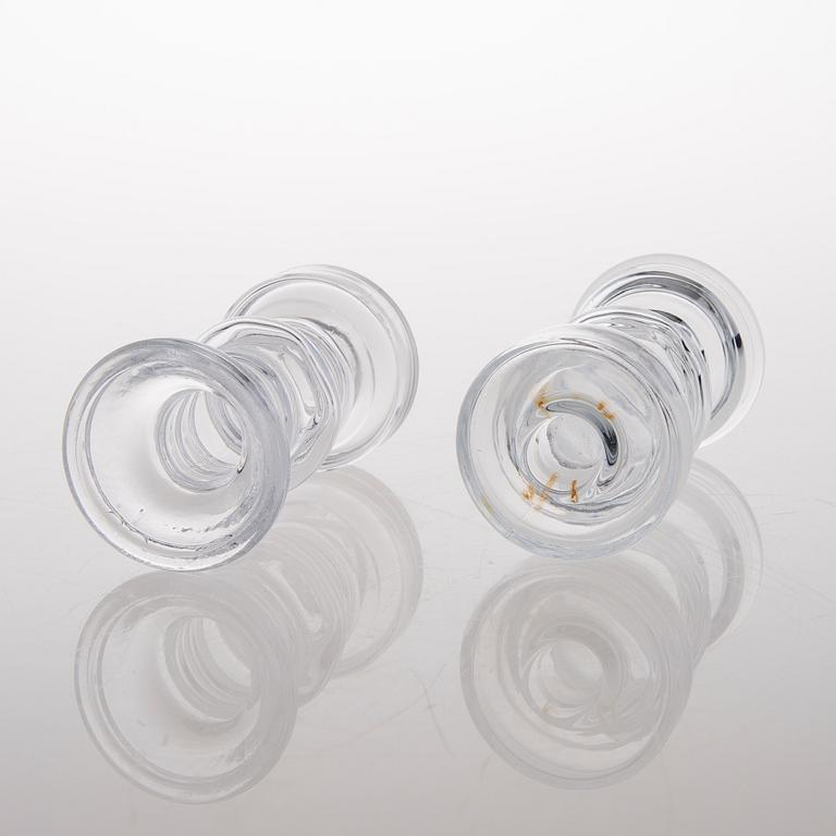 A vas and four candle holders/ vases in glass from Riihimäen Lasi, Finland 1970s.