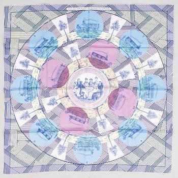 HERMÈS, "Jeu des omnibus et dames Blanches", scarf.