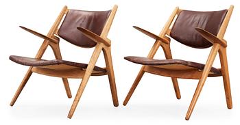 HANS J WEGNER, karmstolar, ett par, Carl Hansen & Son, Danmark 1950-60-tal.