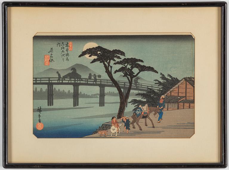 UTAGAWA HIROSHIGE (1797-1858), after, colour woodblock print, Japan, "Nagakubo", 20th century.