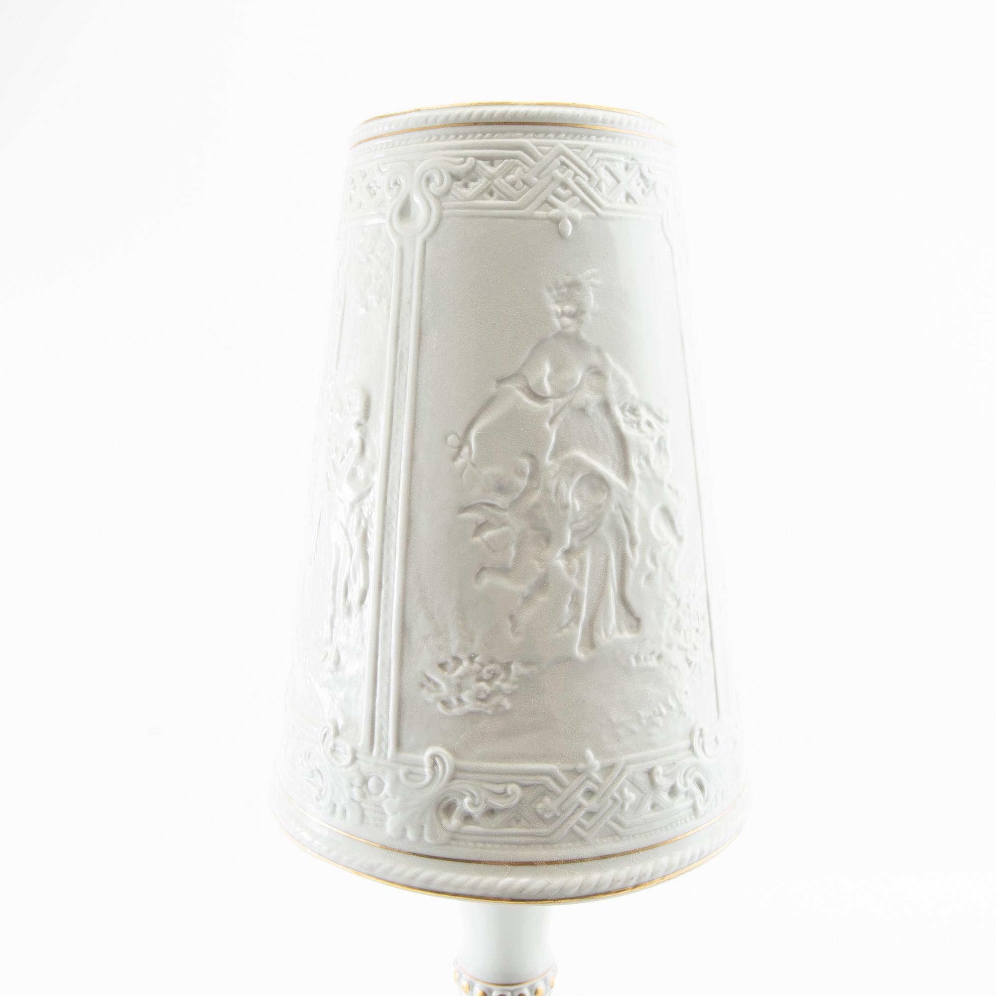 Table lamp Plaue Germany first half/mid 20th century porcelain.