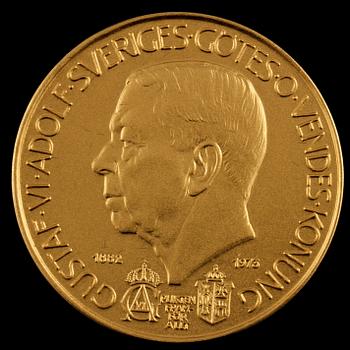 MINNESMEDALJ, 18k guld, Sporrong, 1975, vikt 55 g.