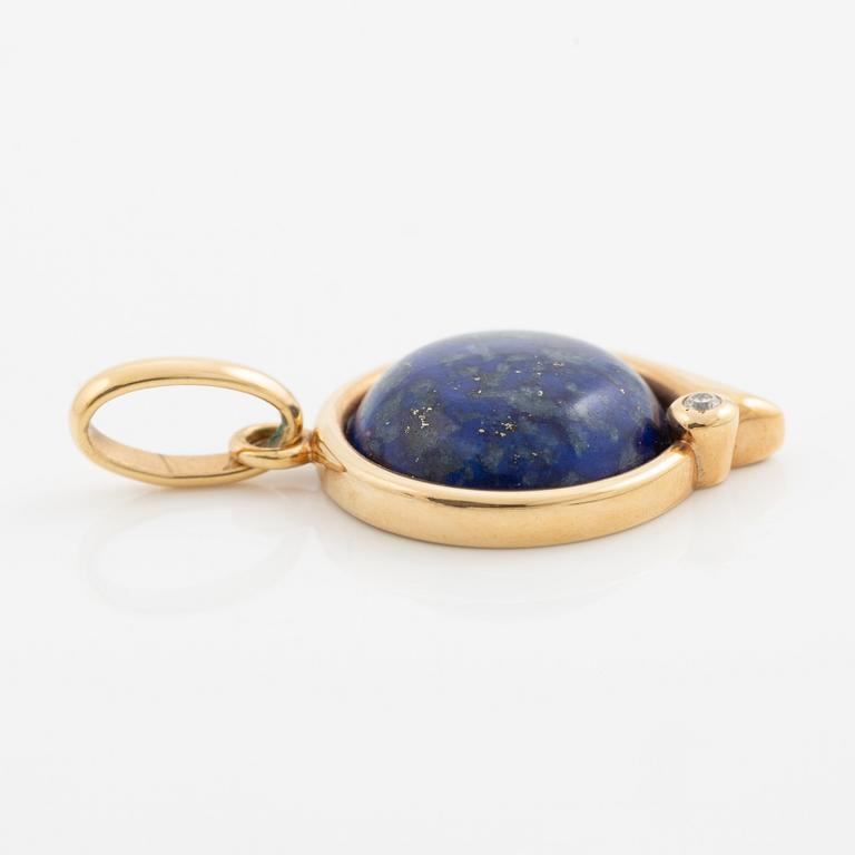 Hänge 18K guld med lapis lazuli sten och en rund briljantslipad diamant.