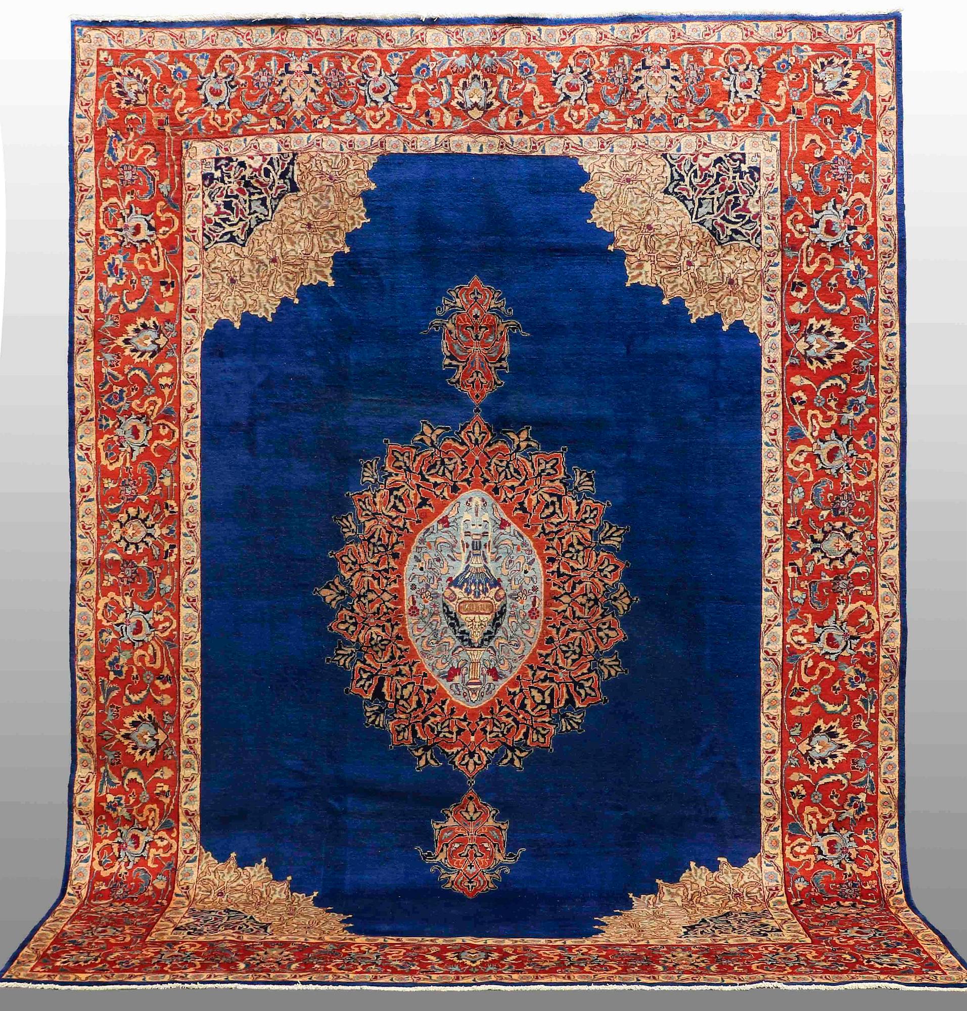A carpet, Figural Kashmar, ca 380 x 284 cm.