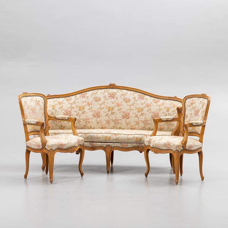 Salon suite, 4 pieces, Louis XV style, 20th century.