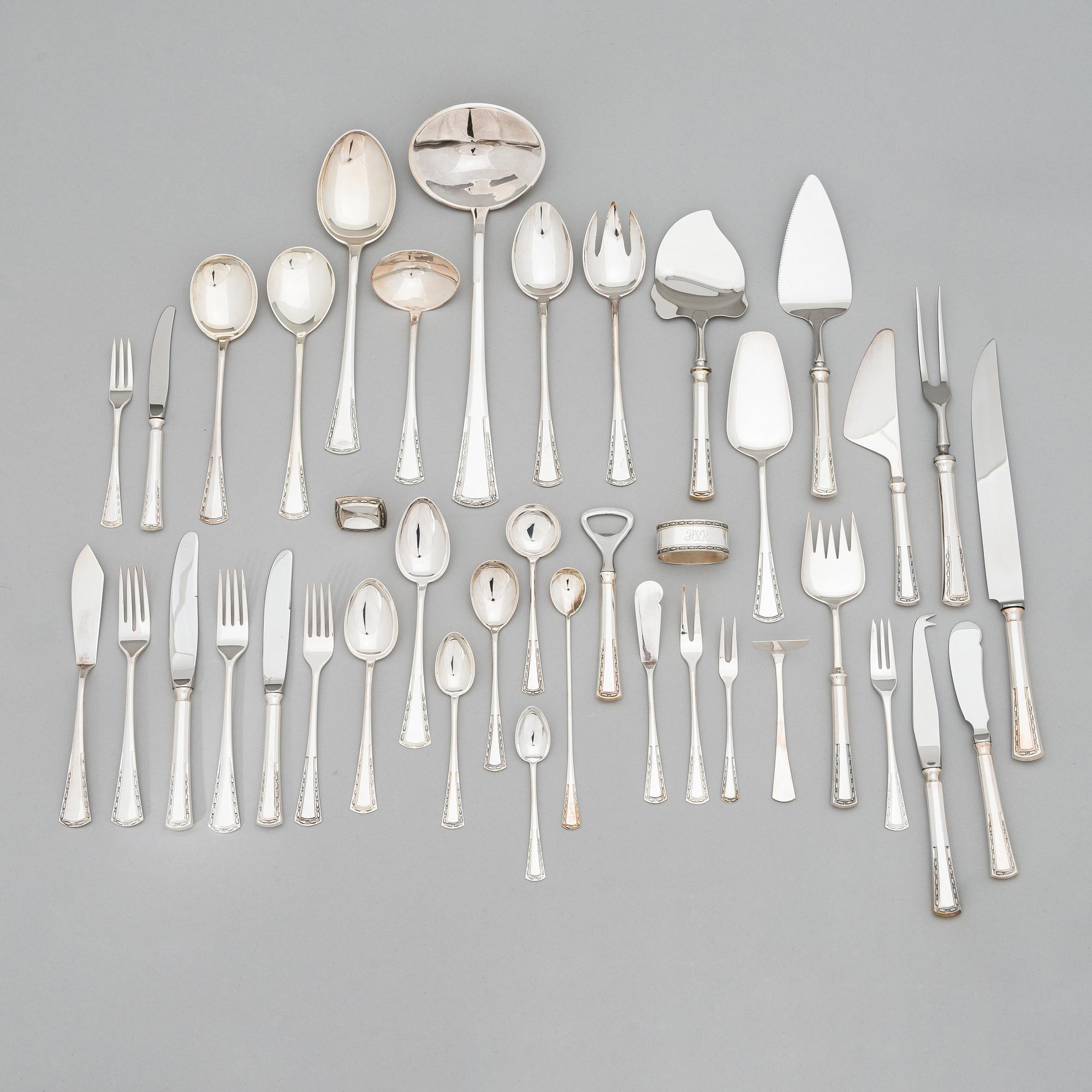 A 166-piece Tillander silver cutlery set, 'Käpy' (Cone), Helsinki 1996-2000. Design: Vilho Ellenberg, 1920s.