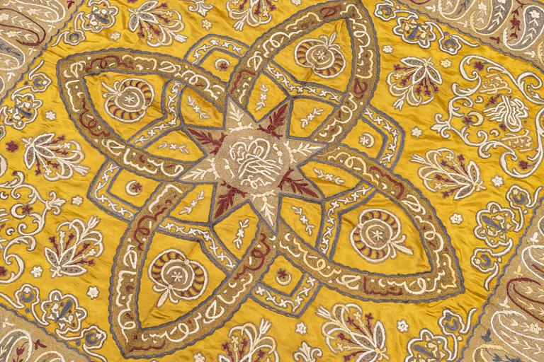 A silk an metal Shawl, c. 124 x 117 cm, Turkey, first half of the 20th century.