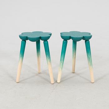 Lisa Hilland, a pair of "Smyltha" stools for Myltha, signed 2023 unique.