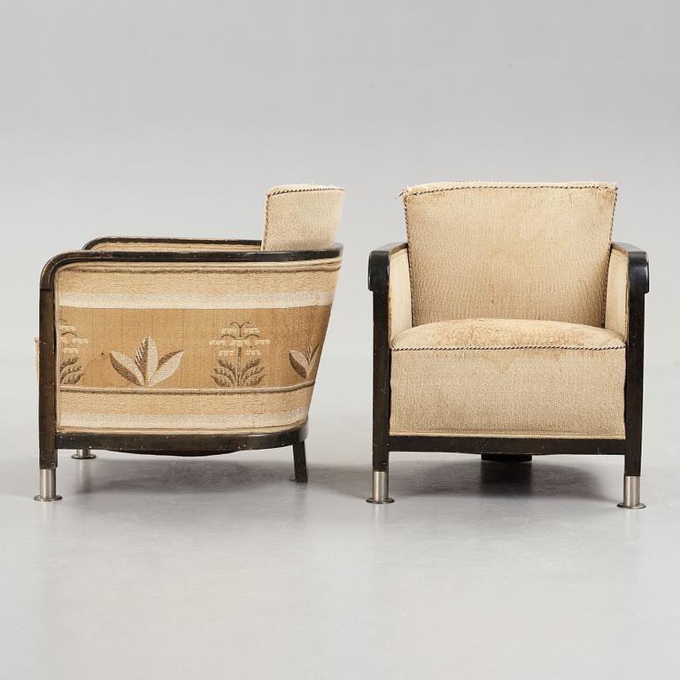 A pair of easy chairs probably by OTTO SCHULZ, Boet, 1930's.