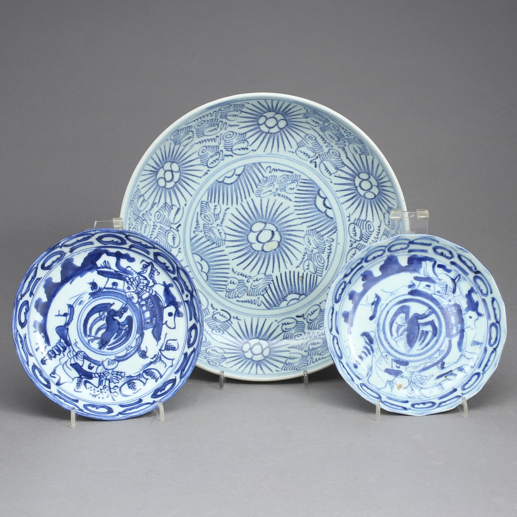 FAT, 3 st. Porslin, Kina, 1800-tal.