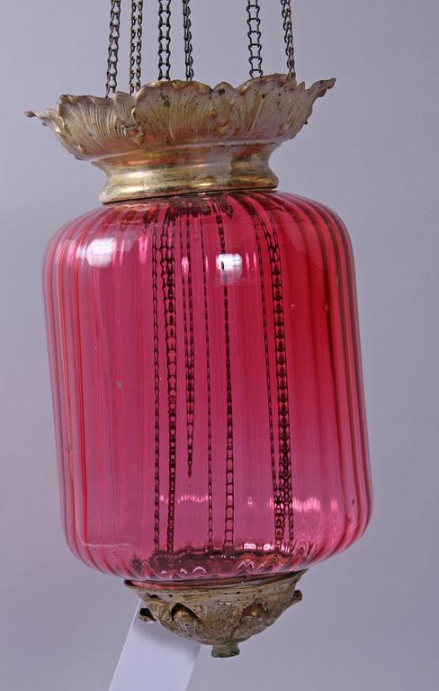 MÅNSKENSAMPEL, glas o metall, 1800-talets slut.