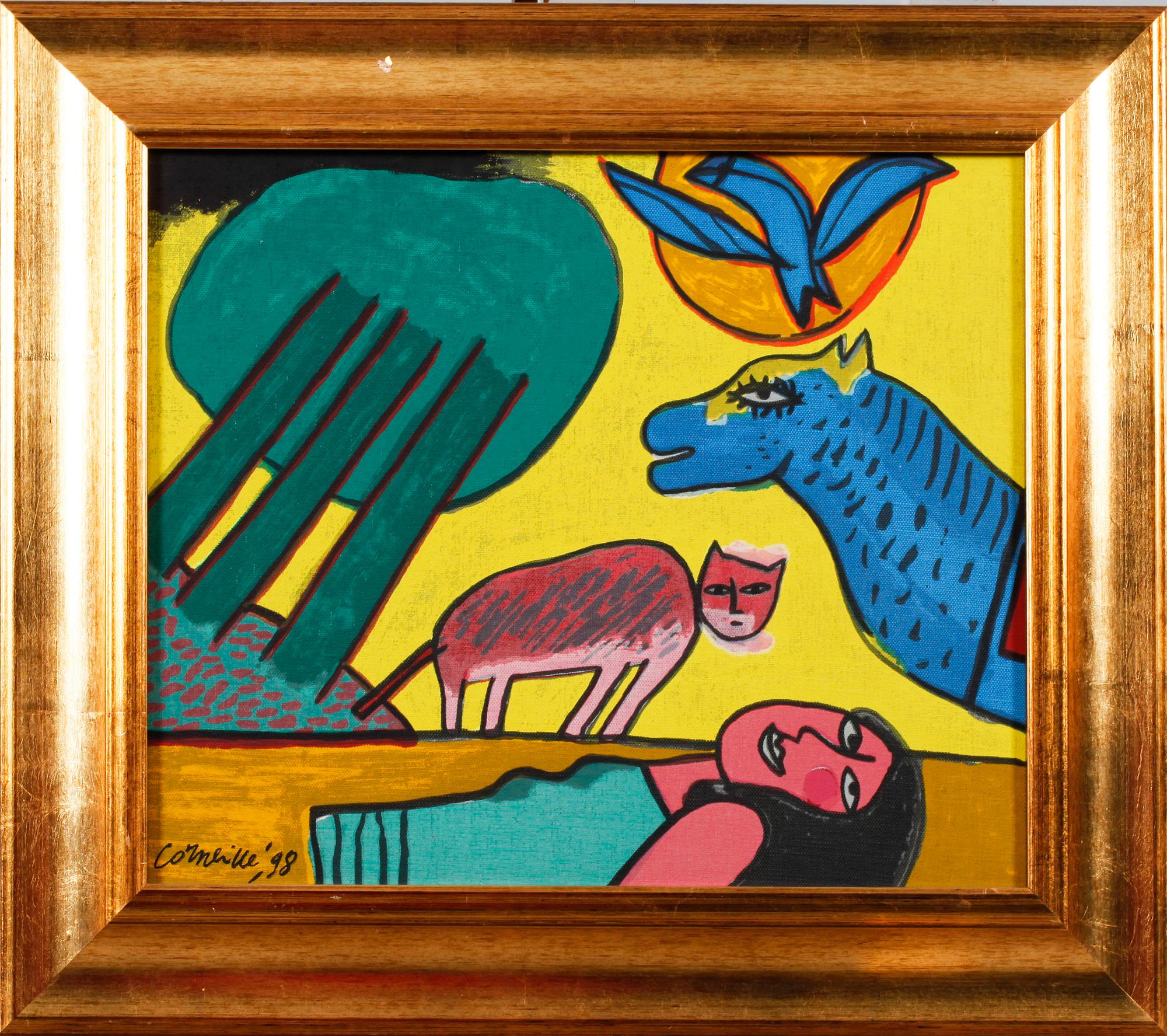 BEVERLOO CORNEILLE, serigrafi på duk, signerad, daterad 98 samt numrerad à tergo 33/85.