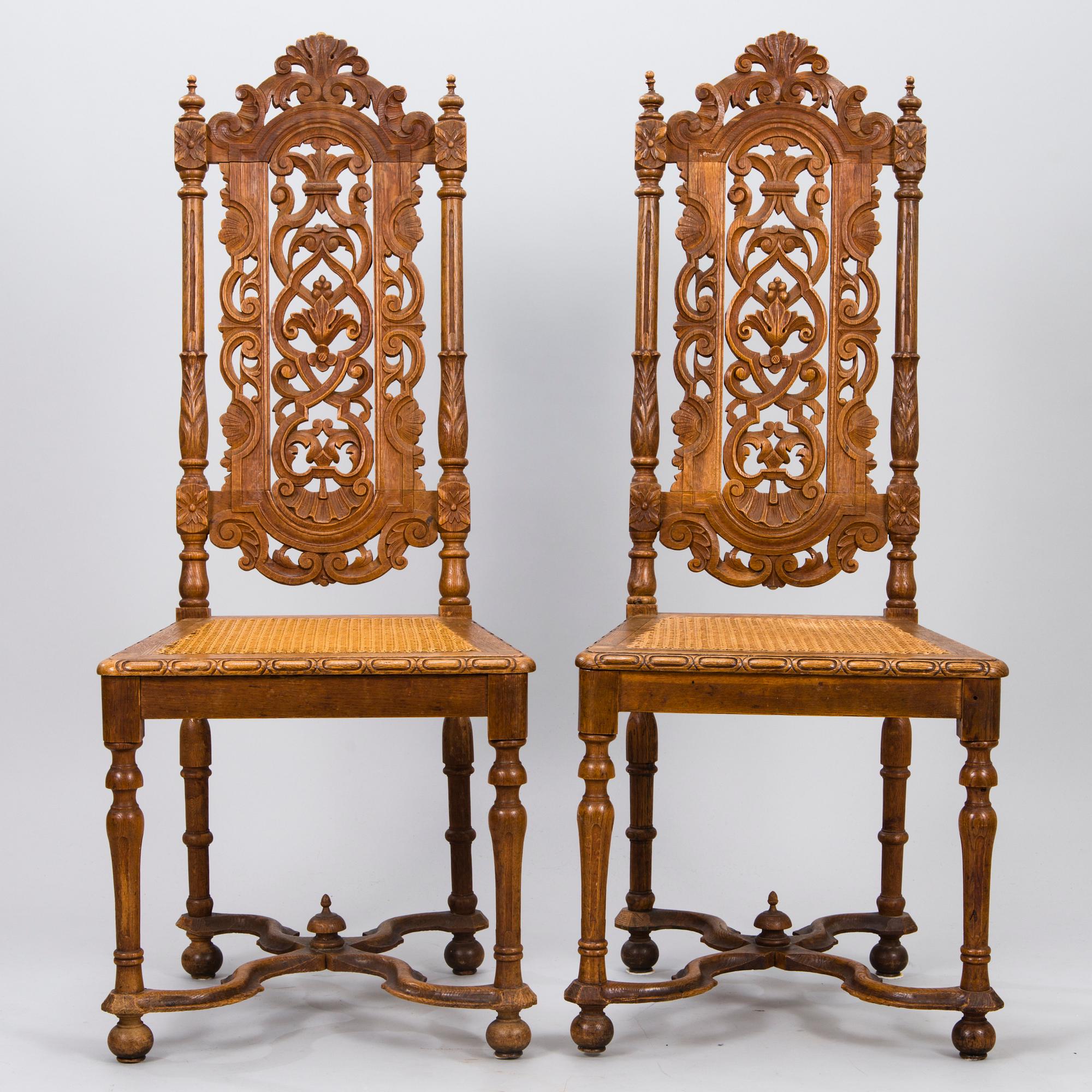 Six late 19th century neo-baroque chairs.