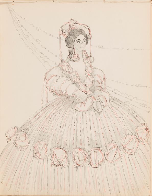 CARL JENSEN-CARLÉN, a scetch book with drawings, mixed media, 27 pages, partially signed C.C.