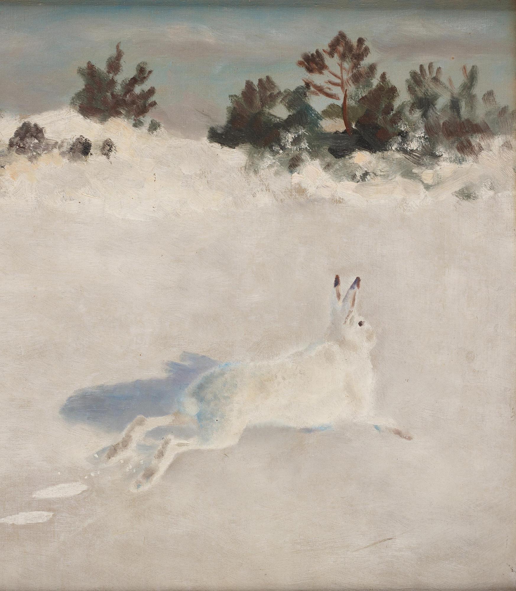 Bruno Liljefors, Winter landscape with hare.