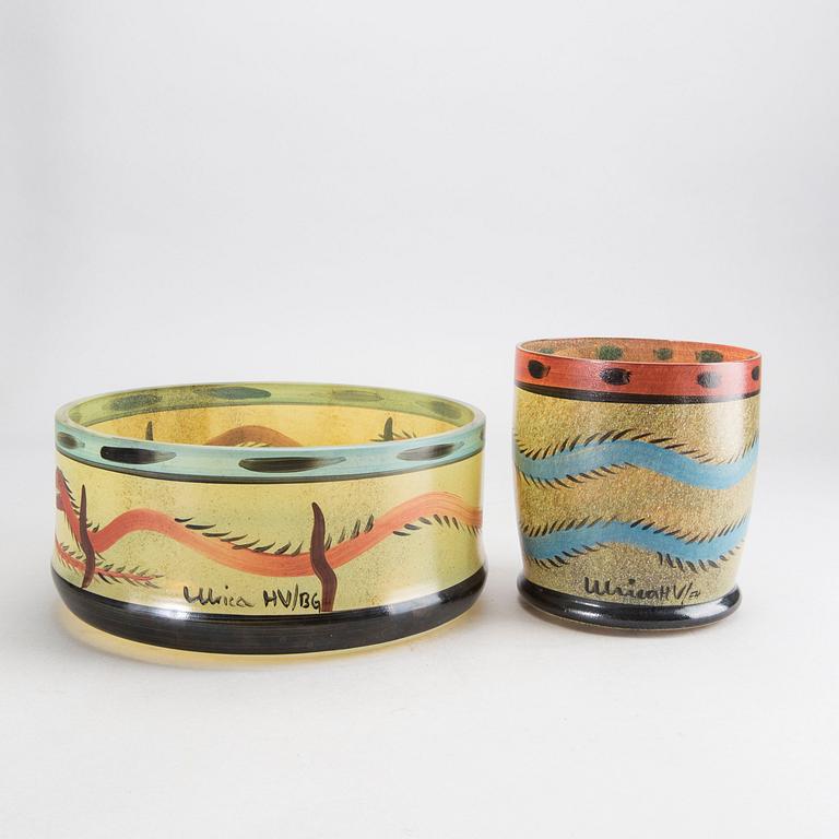ULRICA HYDMAN-VALLIEN,  vase and bowl. Kosta Boda, signed.
