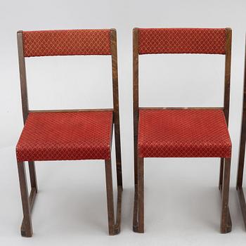 Sven Markelius, Chairs, 4 pcs, so-called "Orchestra Chairs", mid-20th century.