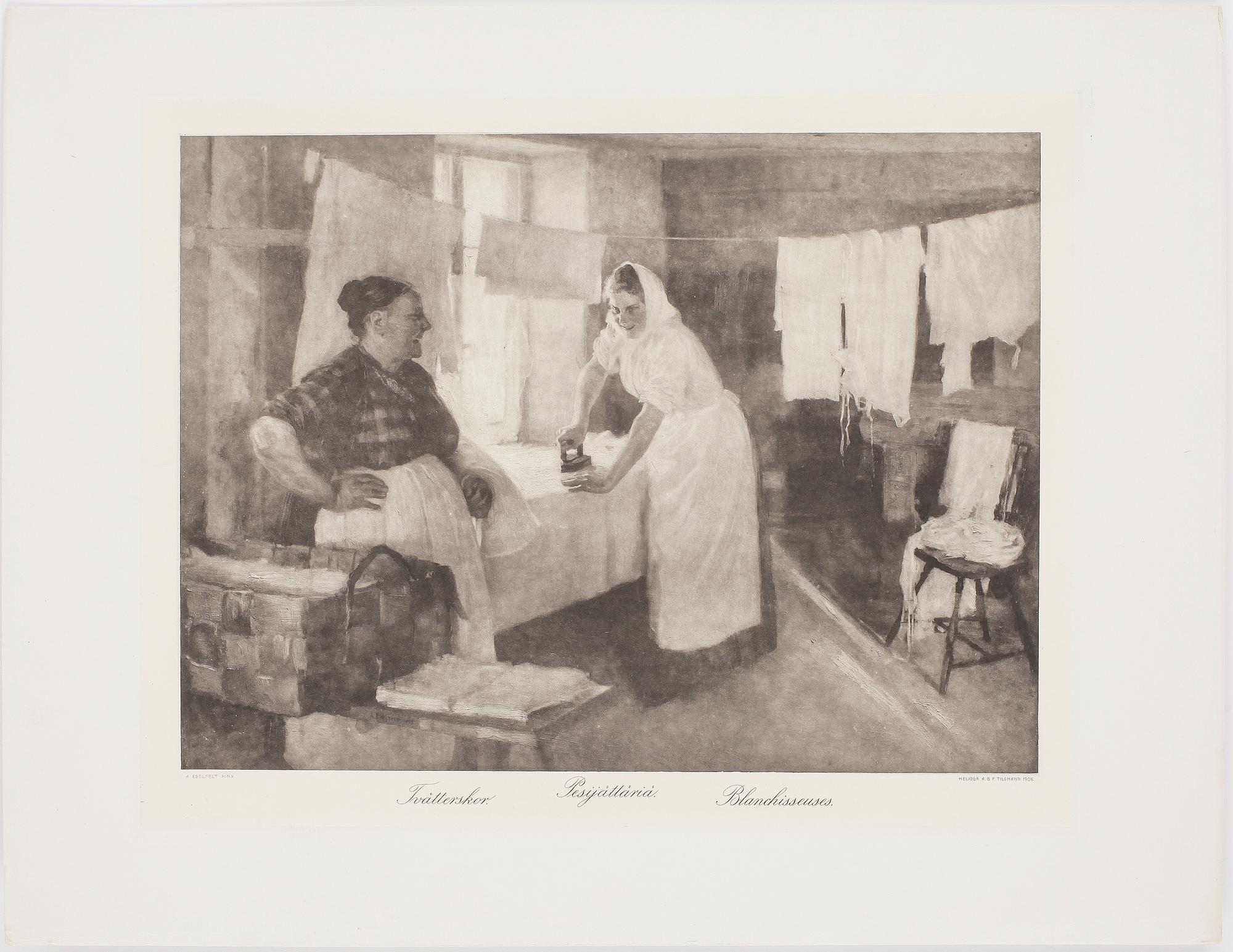 ALBERT EDELFELT, heliogravyrer, 6 st, tryckt av Werner Söderström, tidigt 1900-tal, gåvoinskription med bläck från 1914.